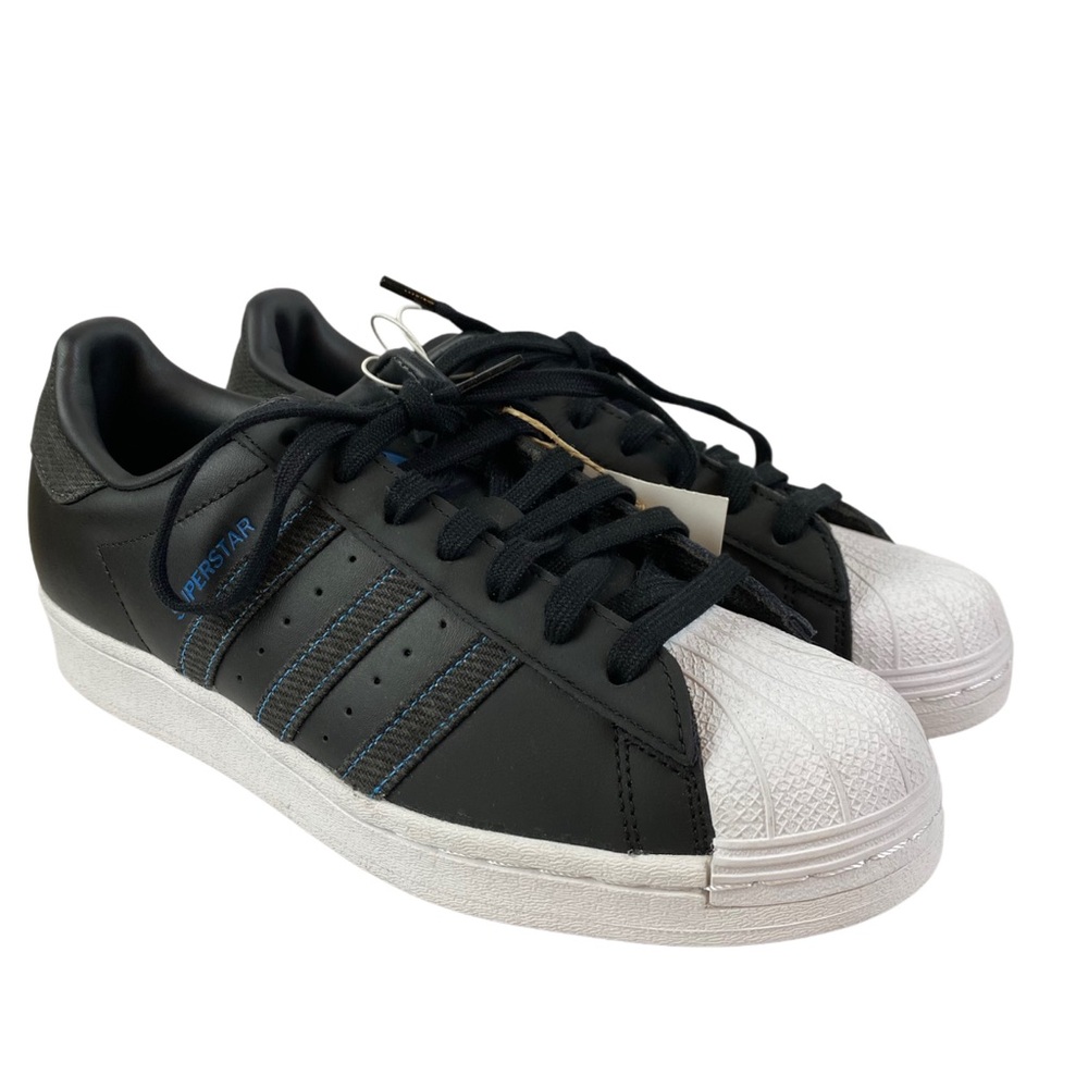 Adidas Superstar Shoes Mens 8 Denim Pack Black Leather Sneaker Classic NEW - Picture 1 of 7